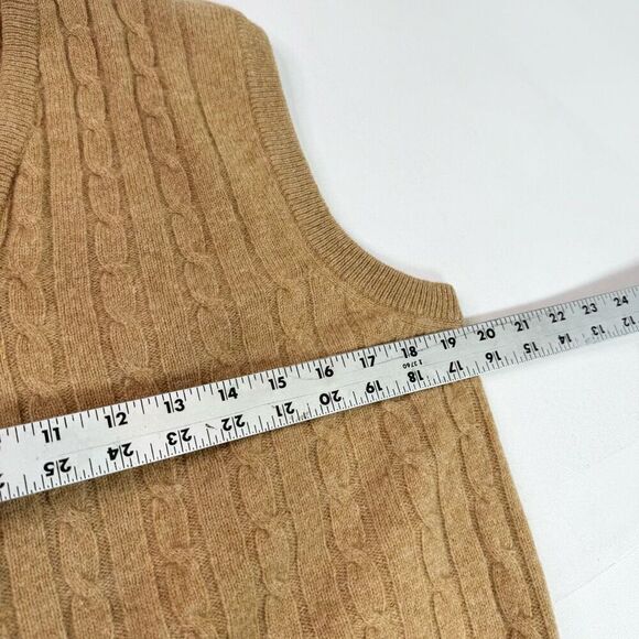 Alan Paine Vest Womens Large Eu40 Tan Lambswool Cable Knit Sweater Grandpa - Picture 4 of 6